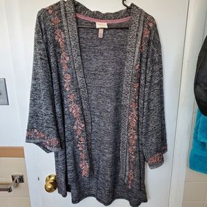 Knox Rose Embroidered Cardigan Short Sleeves